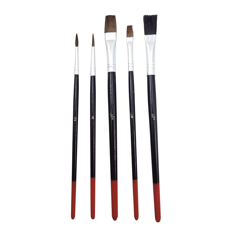 Juego de pinceles bestvalue 5pzas. Cerdas naturales. #2, #4, 1/2”, 1/4”, 1/2