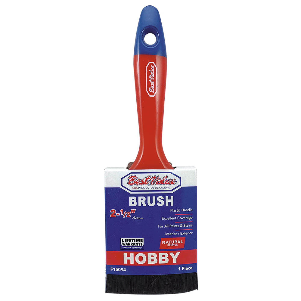 Brocha hobby 2-1/2” cerda natural m/plast. Natural. 2-1/2