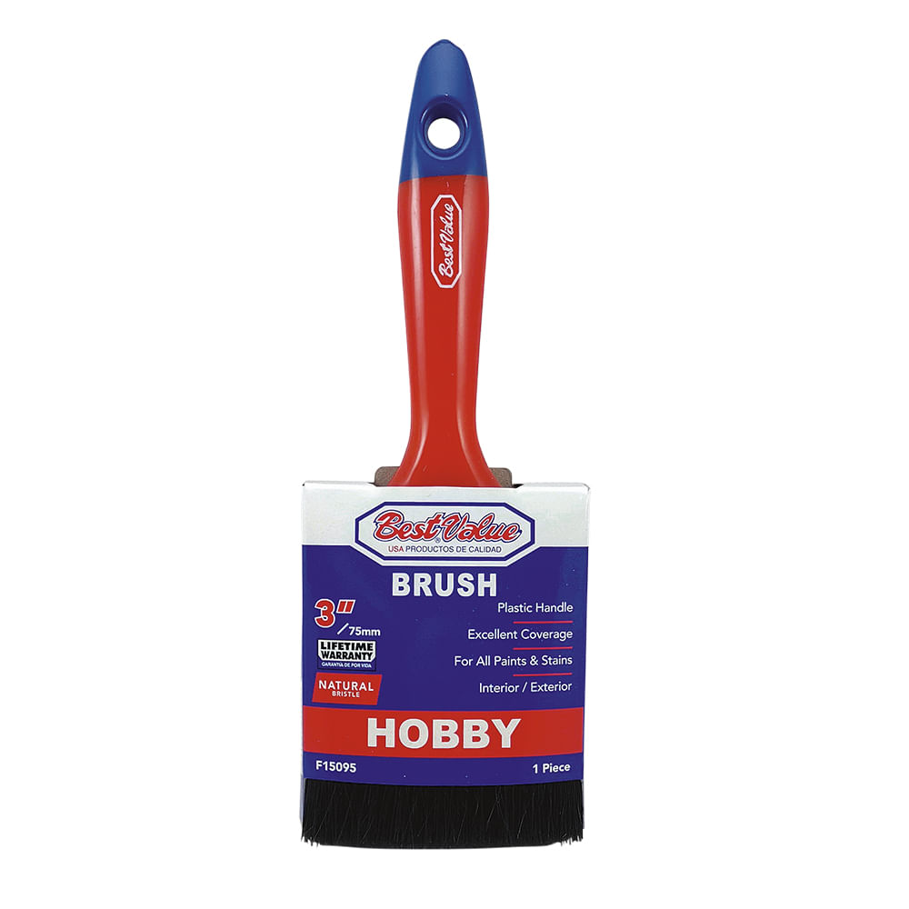 Brocha hobby 3” cerda natural m/plast. Natural. 3