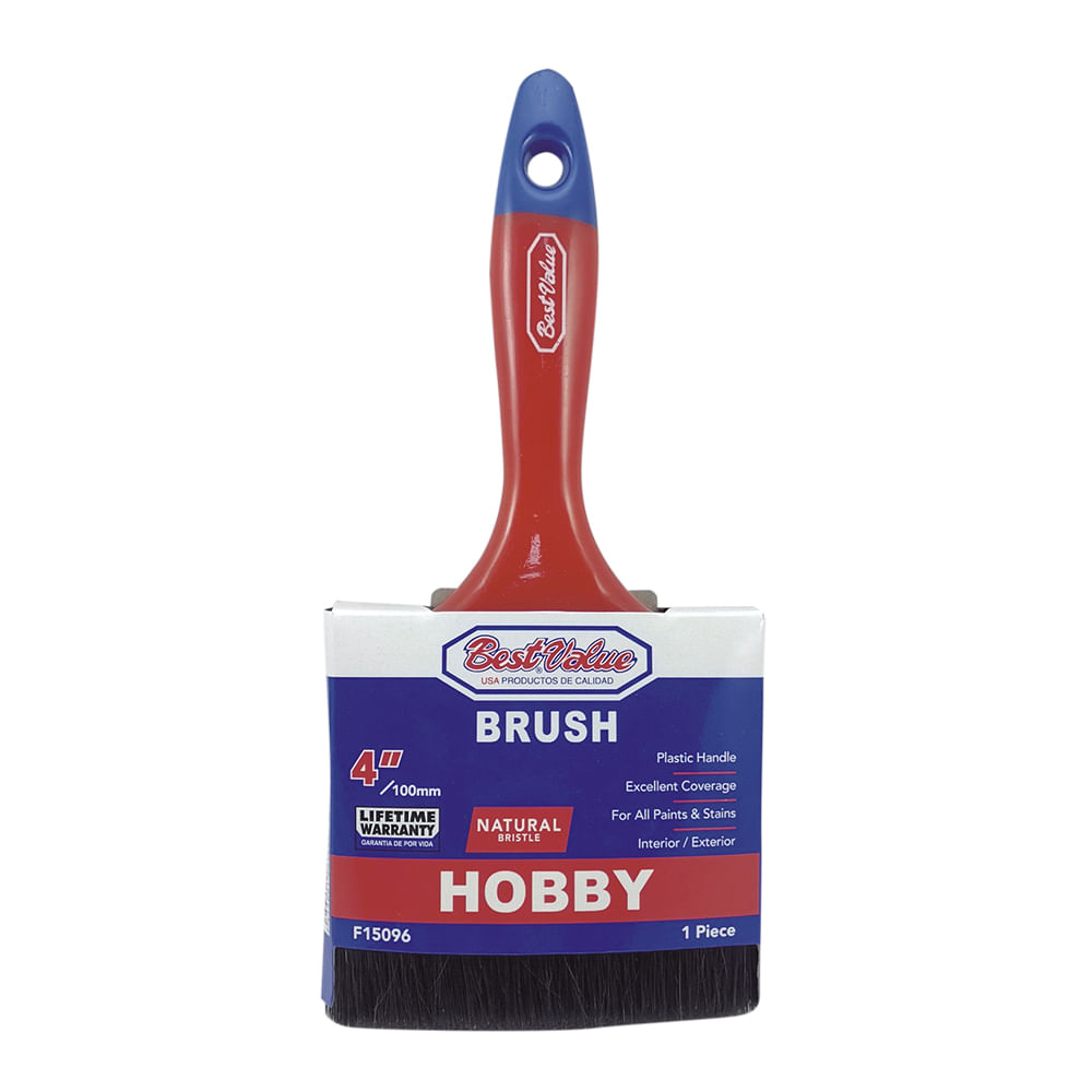 Brocha hobby 4” cerda natural m/plast. Natural. 4