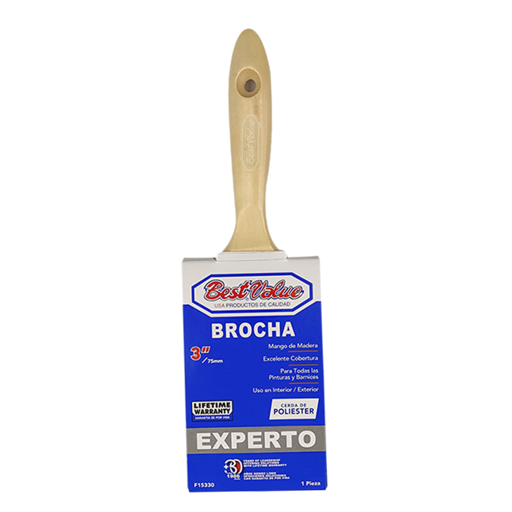 Brocha experto 3 poliester m/mad. Cerdas de poliester.