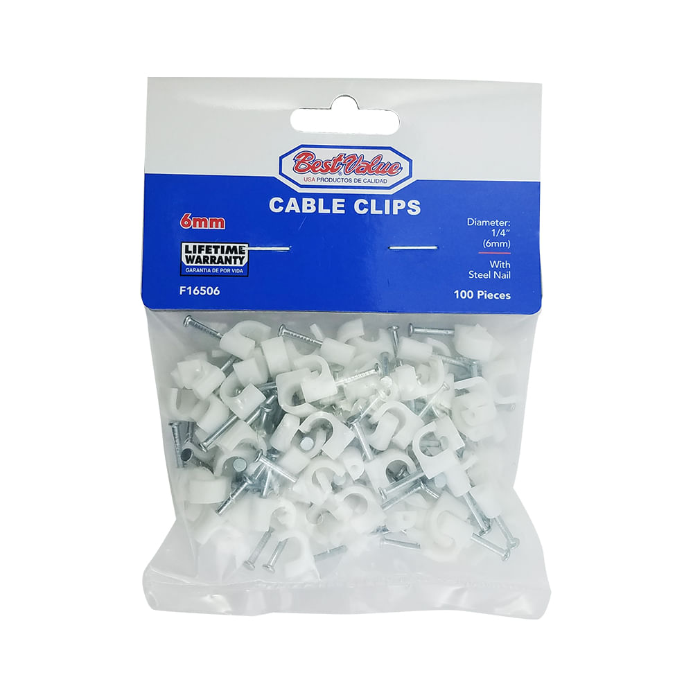 Grapa plastica para cable red. Polipropileno. 1/4(6mm)