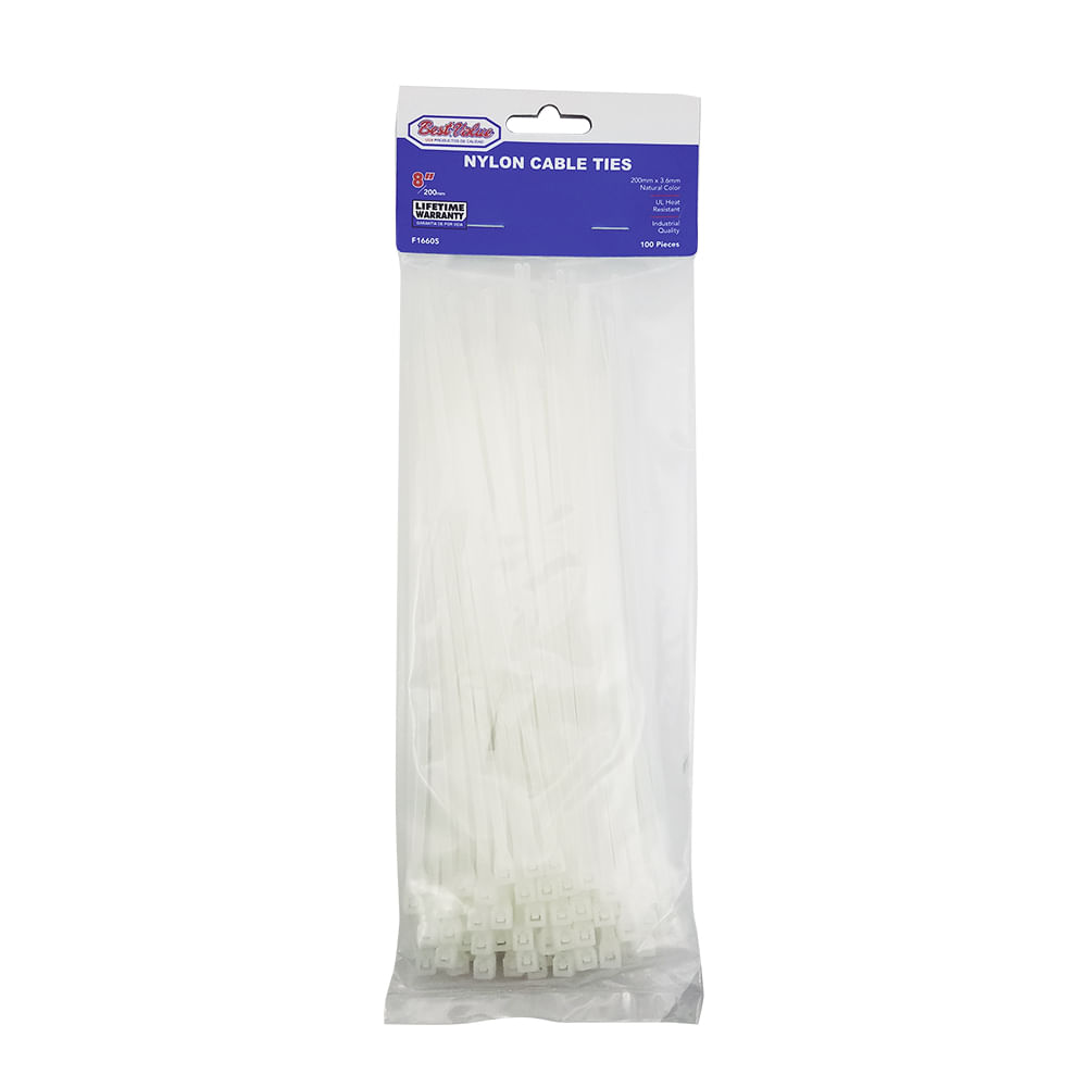 Zuncho plastico blanco de 8 x. Natural. X 3. 6mm