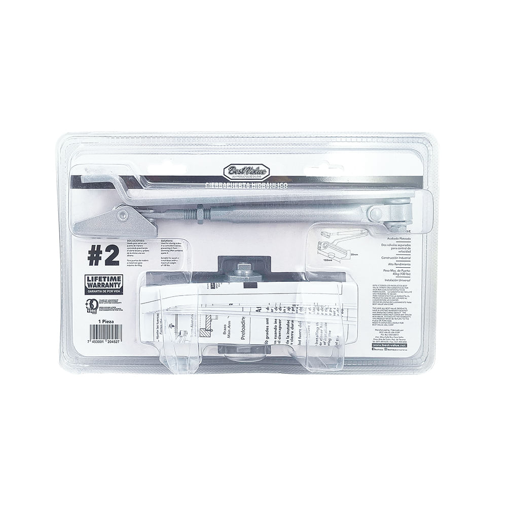 Cierrapuerta bestvalue plateado #2. Plateado. #2