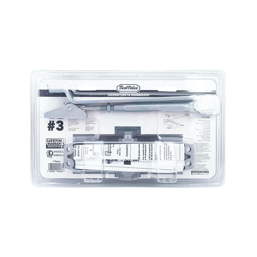 Cierrapuerta bestvalue plateado #3. Plateado. #3