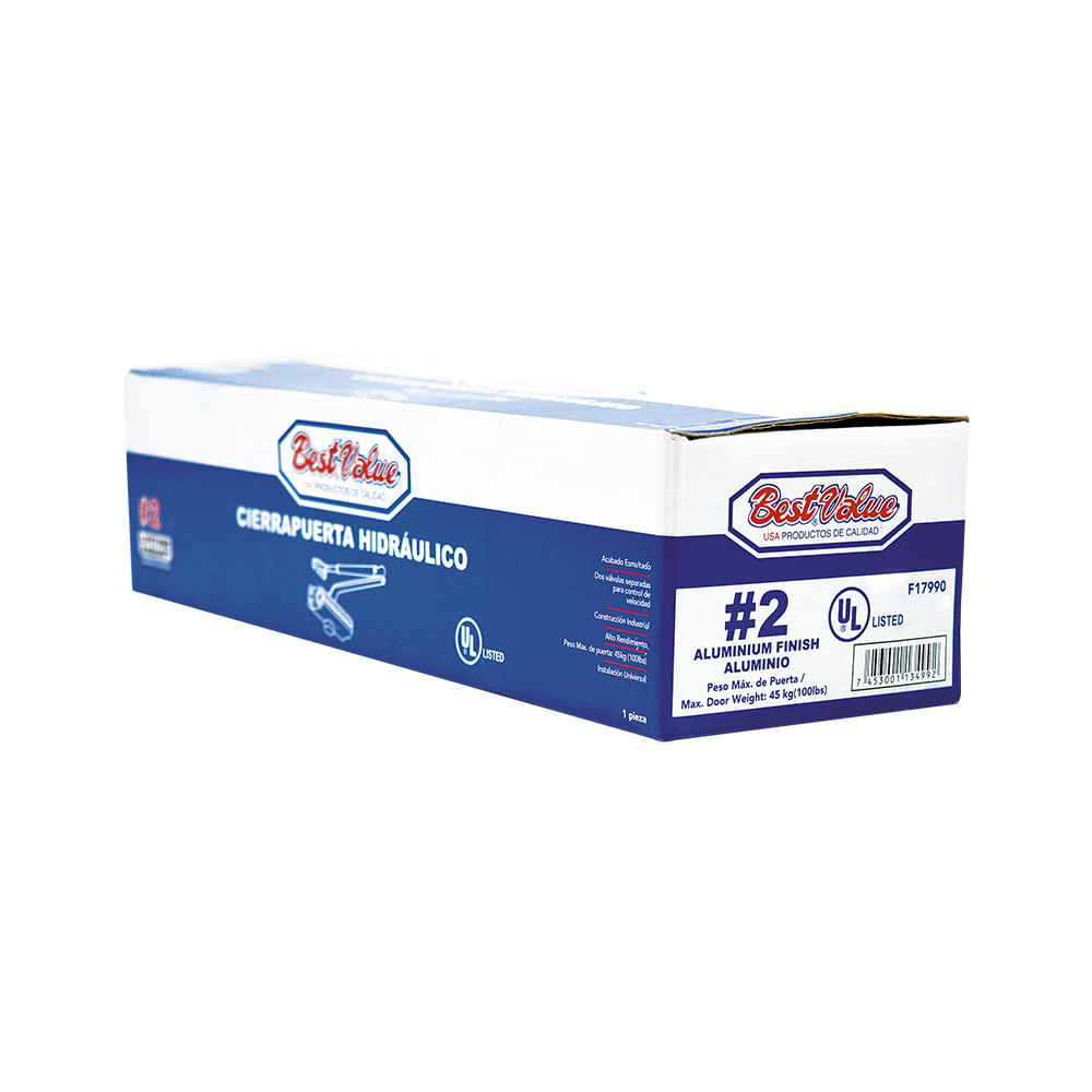 Cierrapuerta bestvalue ul plateado #2. Aluminio. #2