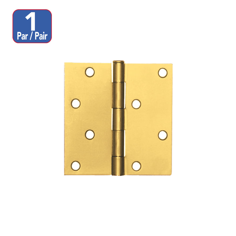 Bisagra para puerta dorada 4 x 4. Dorado.
