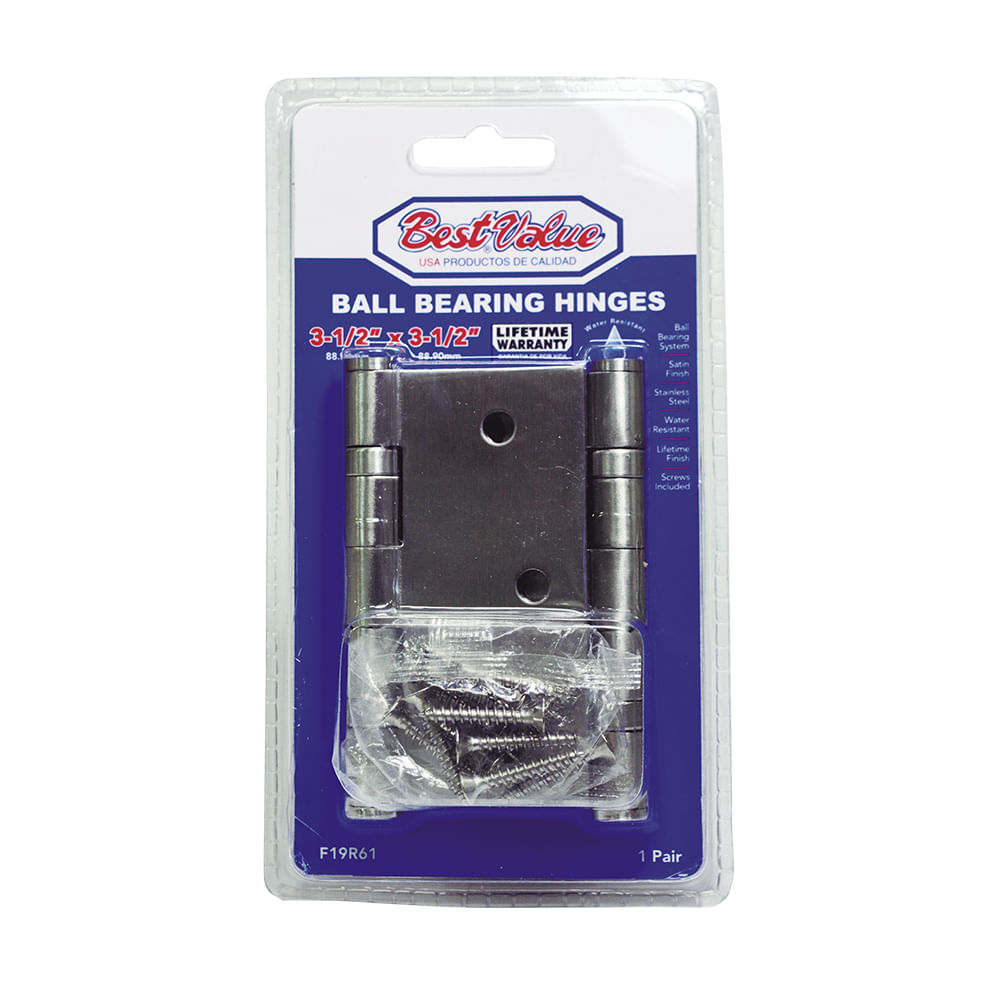 Bisagra acero inox con balinera 3-1/2. Pulido laqueado. 3-1/2 x