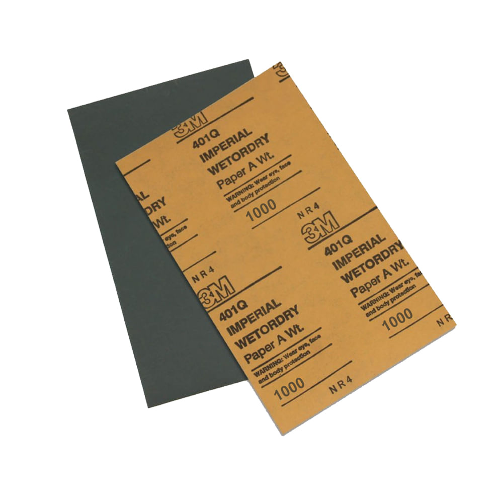 Lija 3m para agua #1000 (50 pliegos). Carburo de silicio. Gr 1000. Transparente