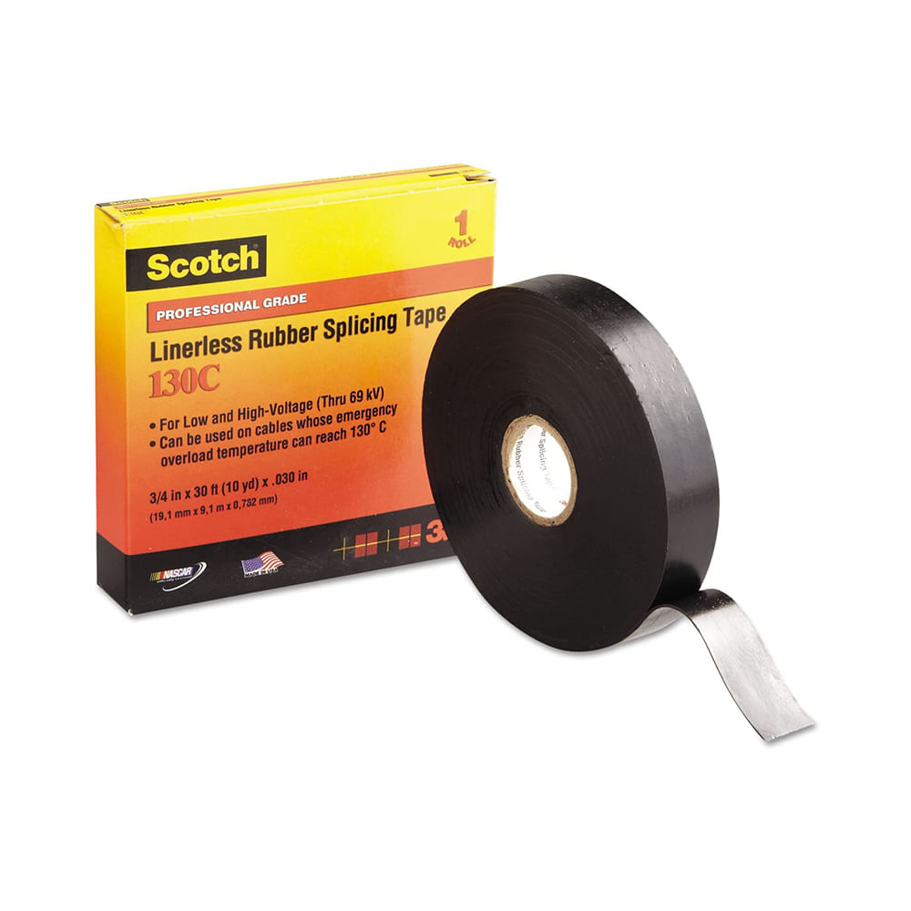 Cinta de caucho 3m (3/4 x 30') #130c. Negro. 3/4 30'. (en rollo)