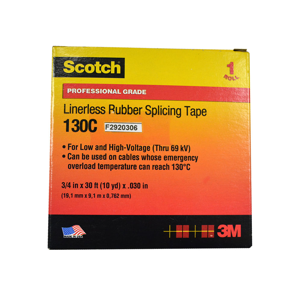 Cinta de caucho 3m (3/4 x 30') #130c. Negro. 3/4 30'. (en rollo)