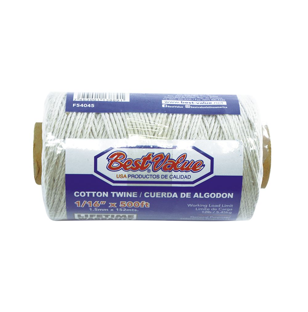 Soga de algodon 1. 5mm x 500'. Blanco. 5mmx500ft