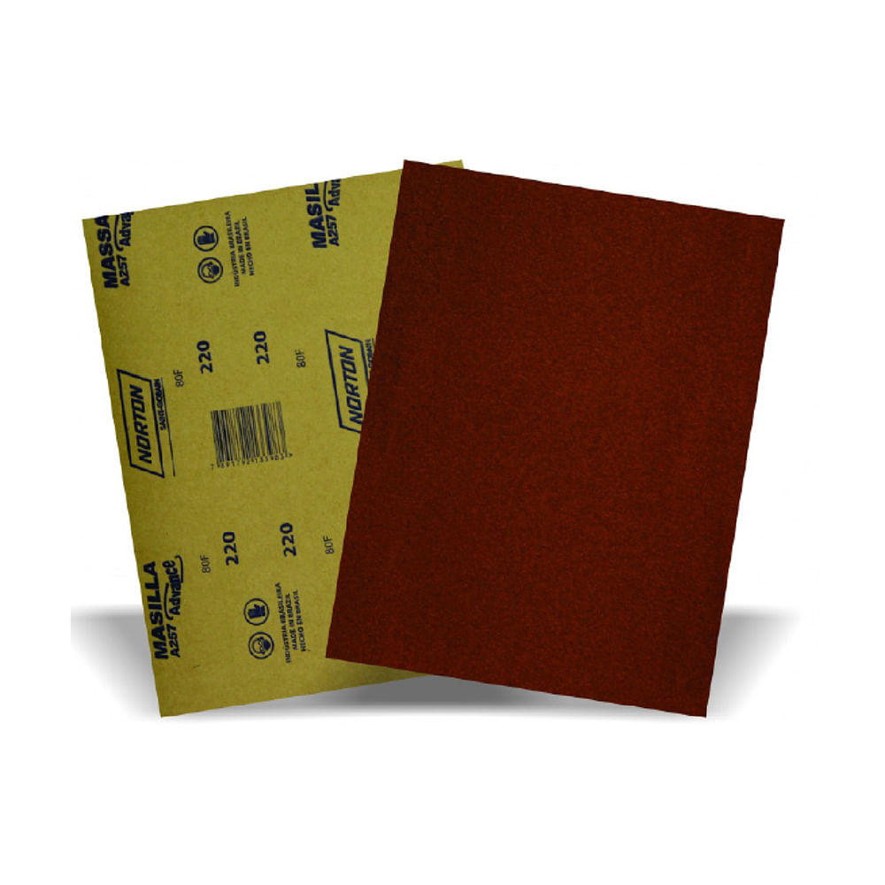 Lija norton para madera #40 (50 pliegos). Óxido de aluminio. Pliegos)