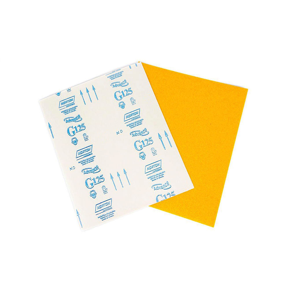 Lija norton amarilla #40 (25 pliegos). Óxido de aluminio. Pliegos)