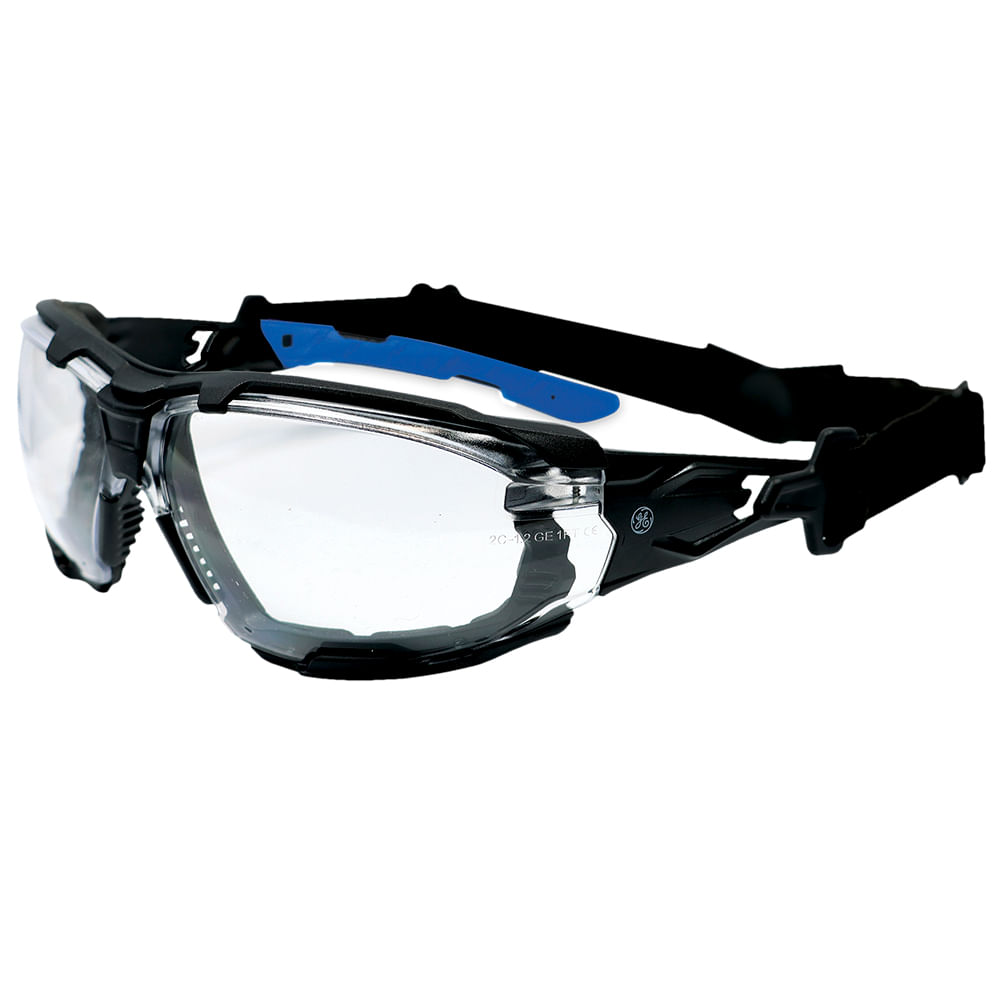 Lentes seguridad negro/azul transp ae ge.