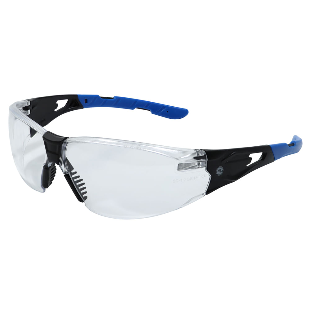 Lentes seguridad negro/azul transp ge.