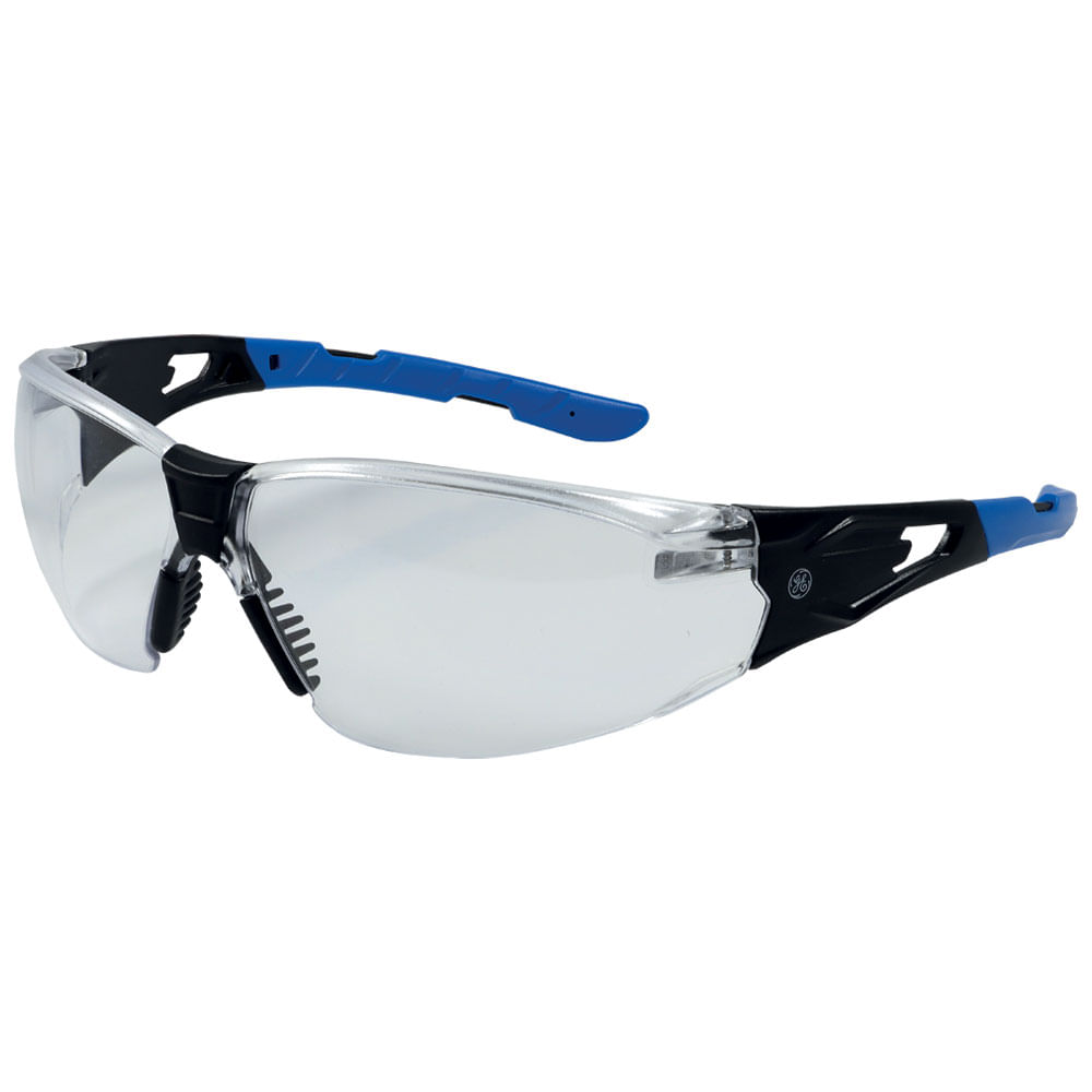 Lentes seguridad negro/azul transp ae ge.