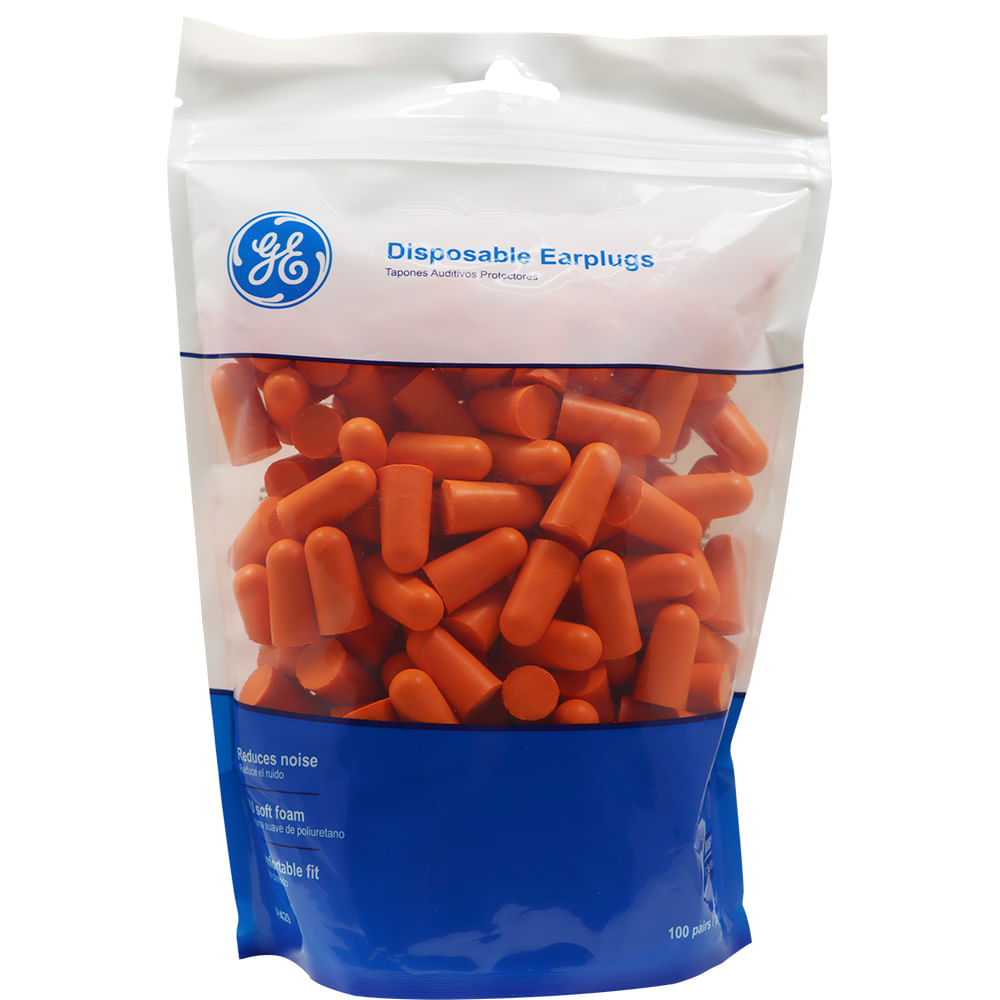 Tapones auditivos desech. 100 pares 32 db ge. Anaranjado.