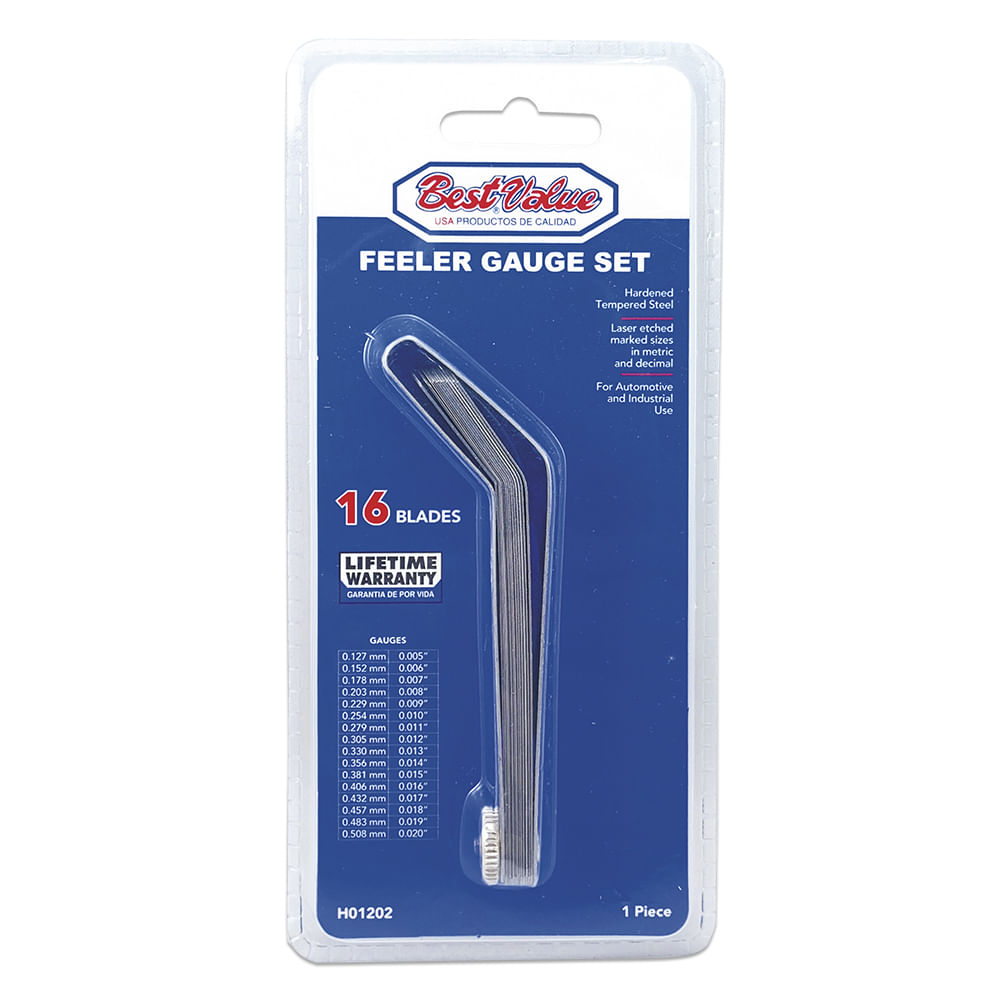 Calibrador de 16 hojas tipo l bestvalue. Cromado.