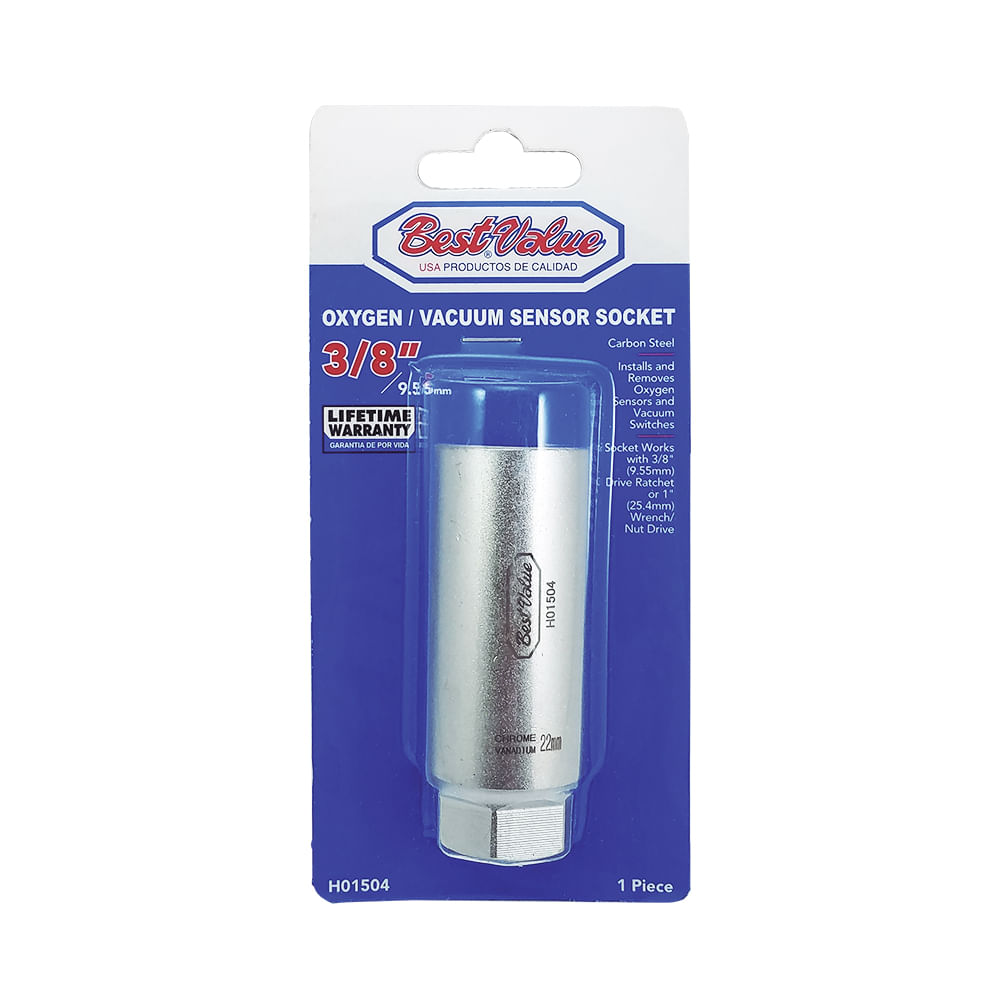 Socket para sensor de oxigeno 3/8 acero. Cromo vanadio. 1-1/2 x 3-1/4 ( 80mm)