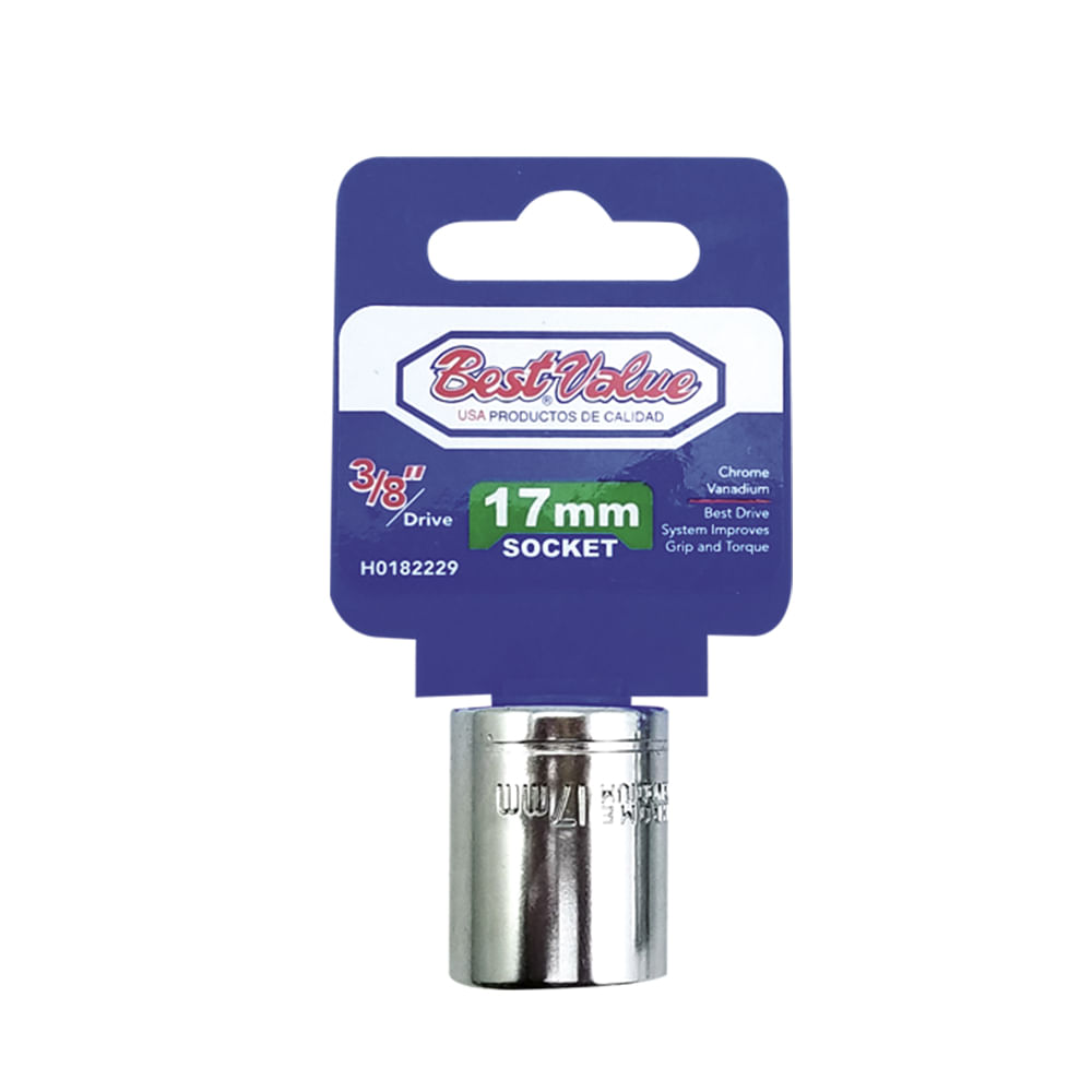 Socket 3/8. Cromo vanadio. 17mm