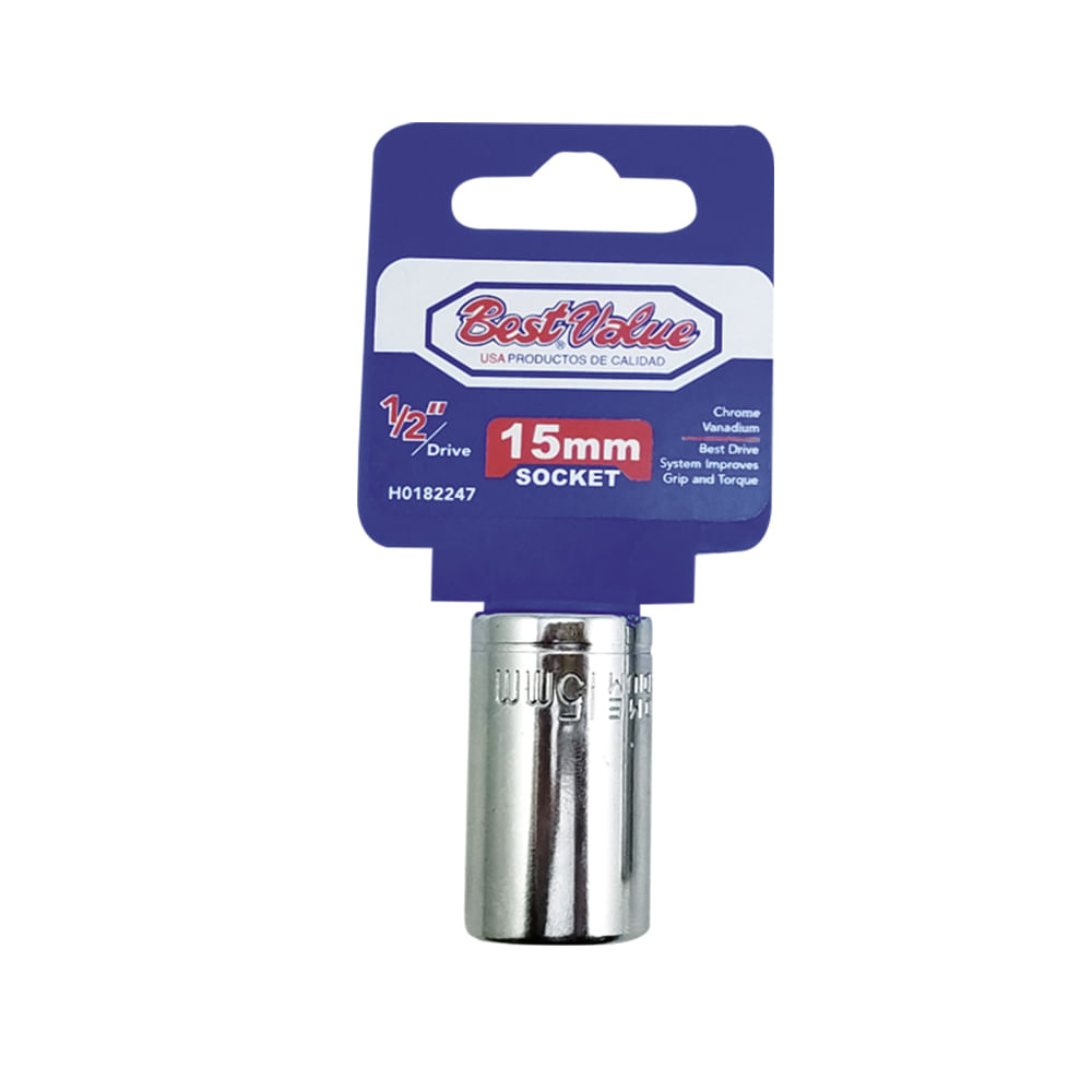 Socket 1/2. Cromo vanadio. 15mm