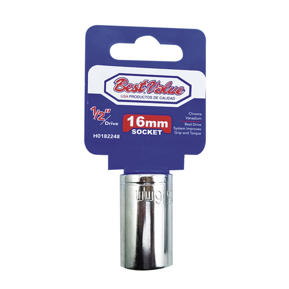 Socket 1/2. Cromo vanadio. 16mm