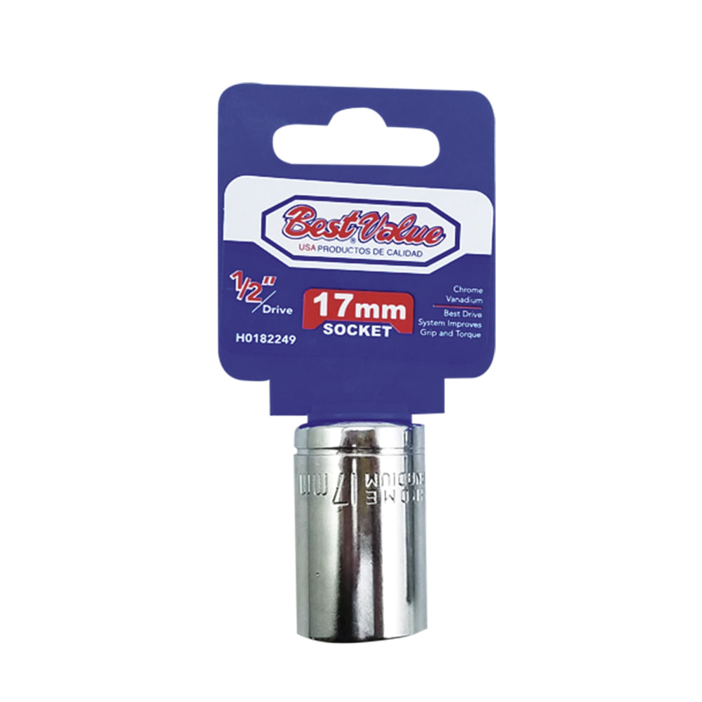 Socket 1/2. Cromo vanadio. 17mm