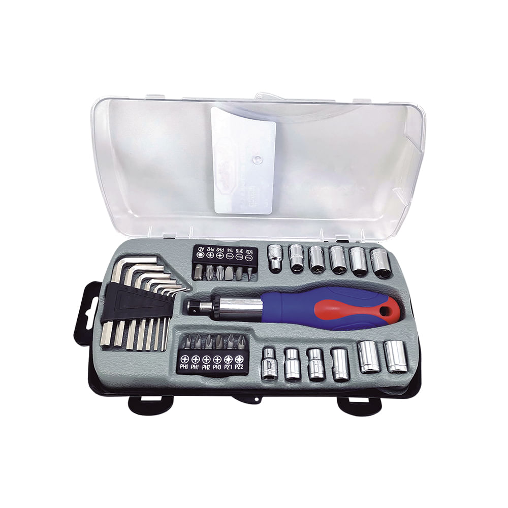 Juego dado/punta bestvalue 37 pcs 1/4