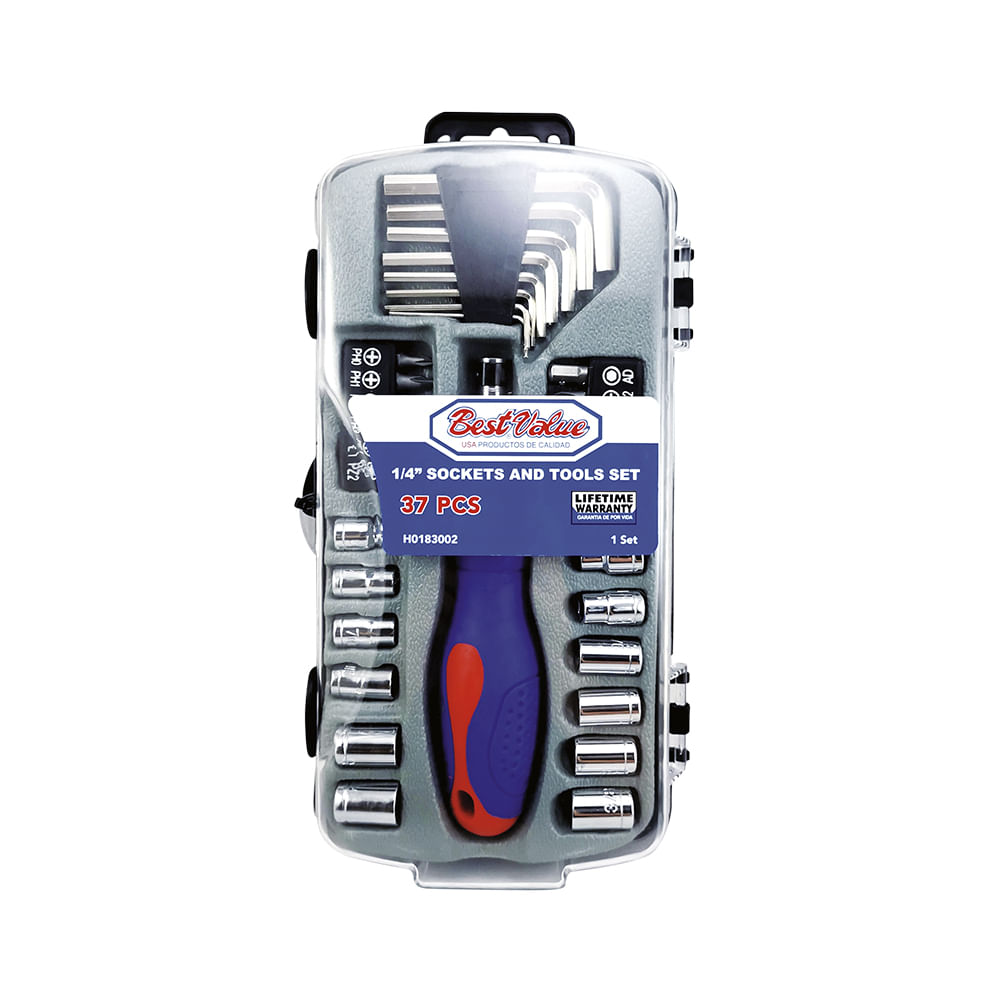 Juego dado/punta bestvalue 37 pcs 1/4