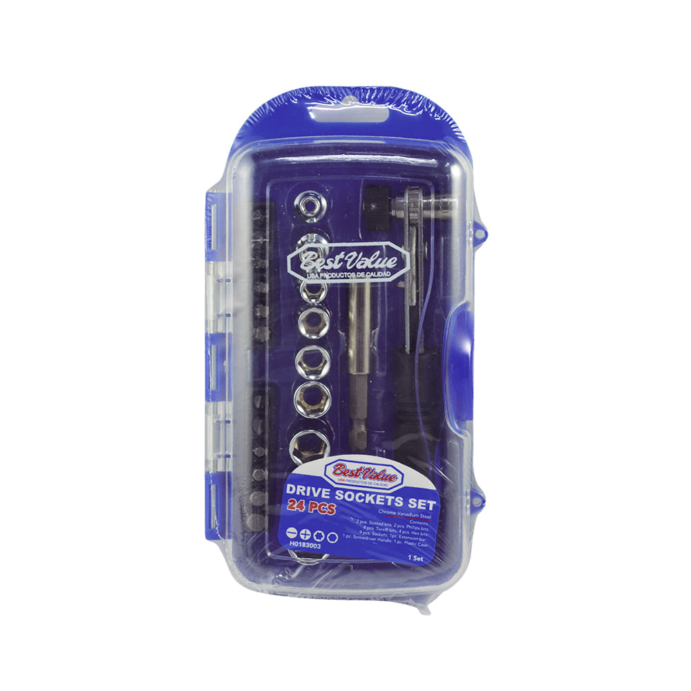 Juego socket/puntas bestvalue 22 pcs