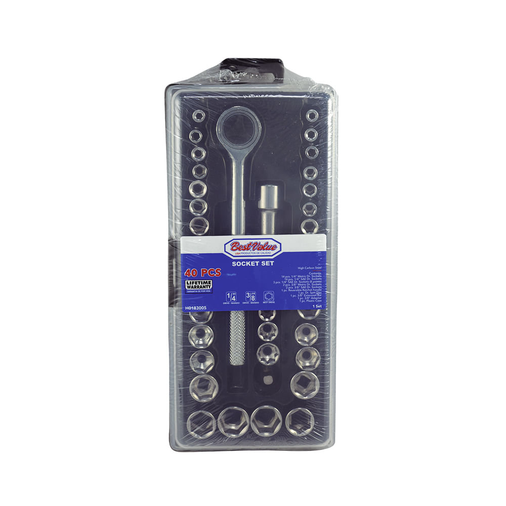 Juego socket bestvalue 40 pcs 1/4 y 3/8