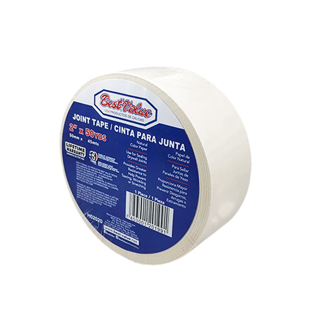 Cinta para junta papel 2x50yds (150'). Color natural. 2x 50 yds