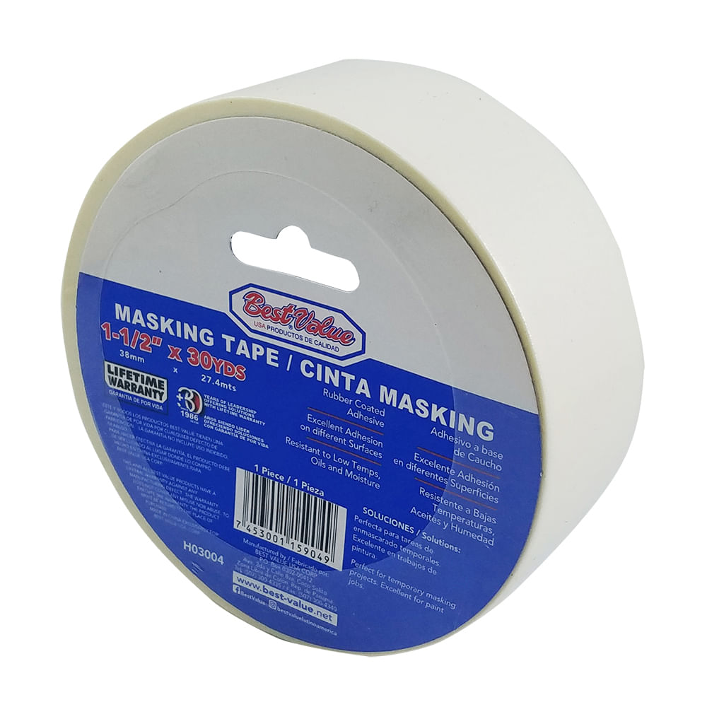 Masking tape 1-1/2(30yds). Adhesivo a base de caucho. 1-1/2(38mm)