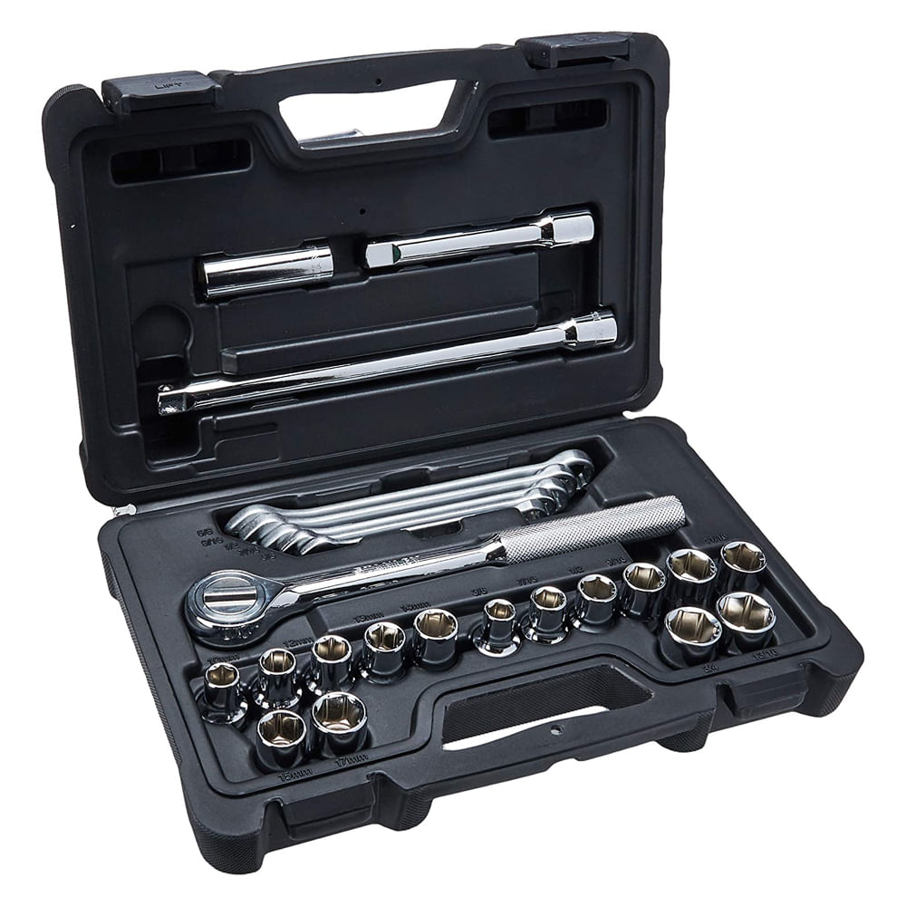Juego socket stanley m-1/2 25pcs 10-17mm. Cromo vanadio. 25 piezas