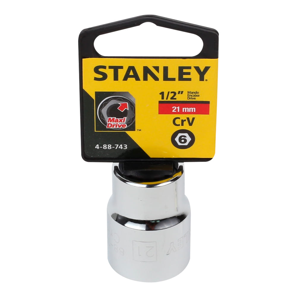 Socket stanley 1/2 corto 6pt. Cromo vanadio. X 21mm