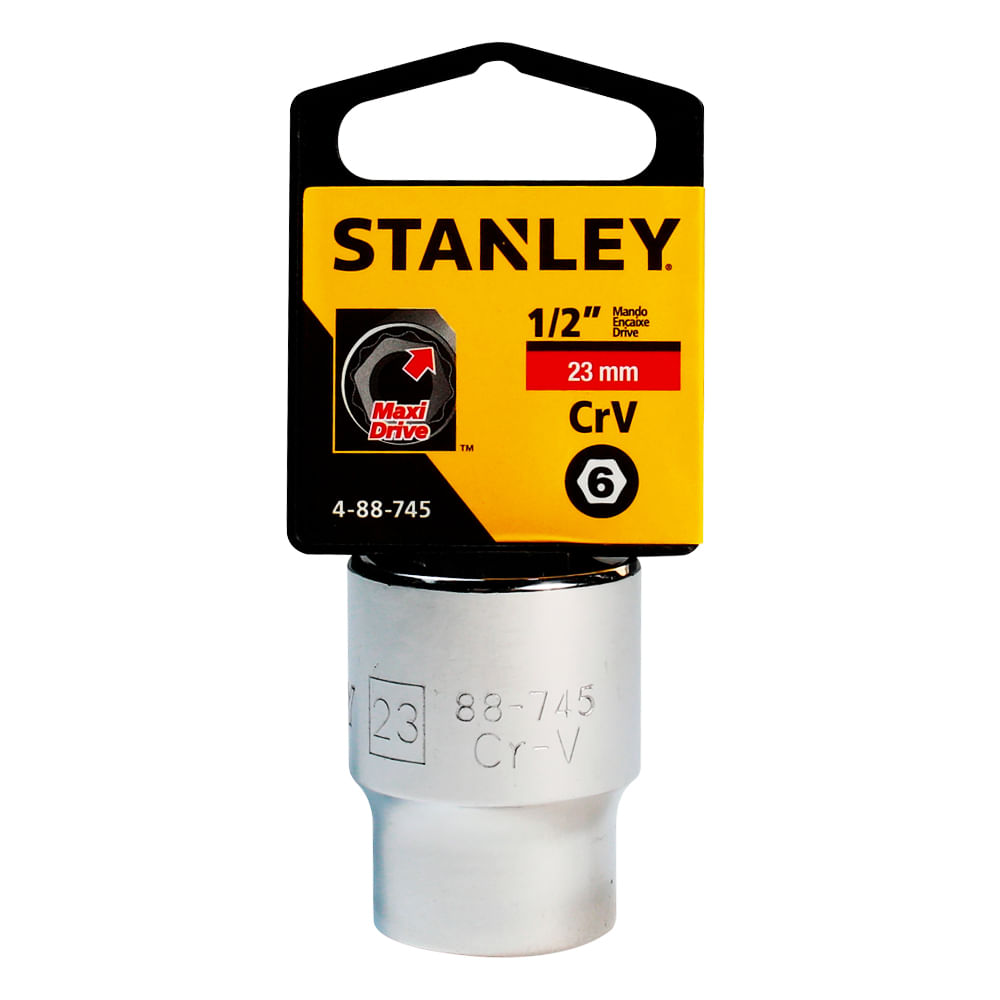 Socket stanley 1/2 corto 6pt. Cromo vanadio. X 23mm
