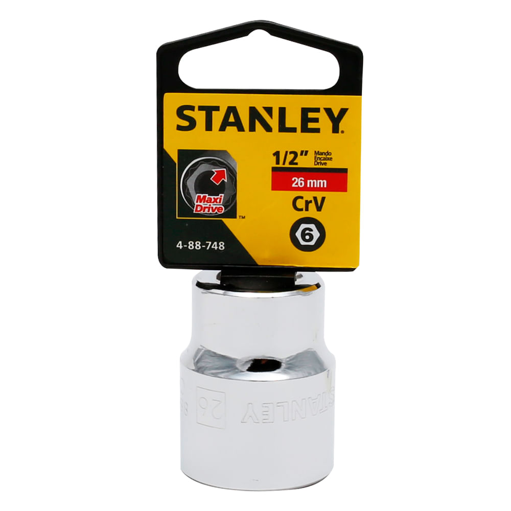 Socket stanley 1/2 corto 6pt. Cromo vanadio. X 26mm