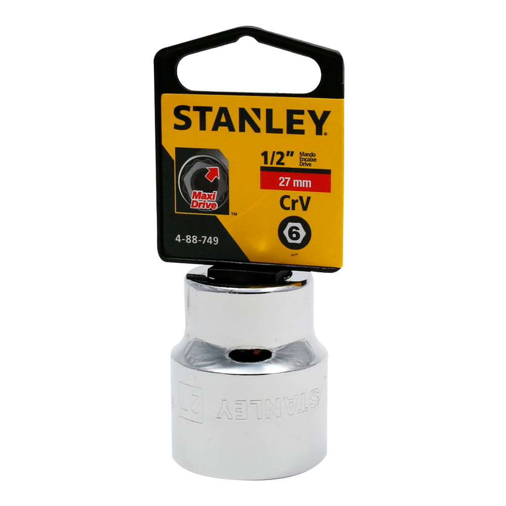 Socket stanley 1/2 corto 6pt. Cromo vanadio. X 27mm