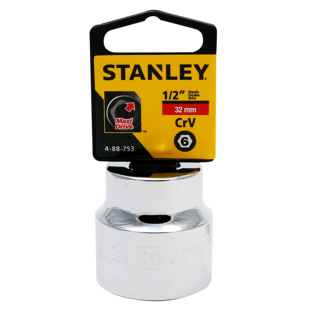 Socket stanley 1/2 corto 6pt. Cromo vanadio. X 32mm