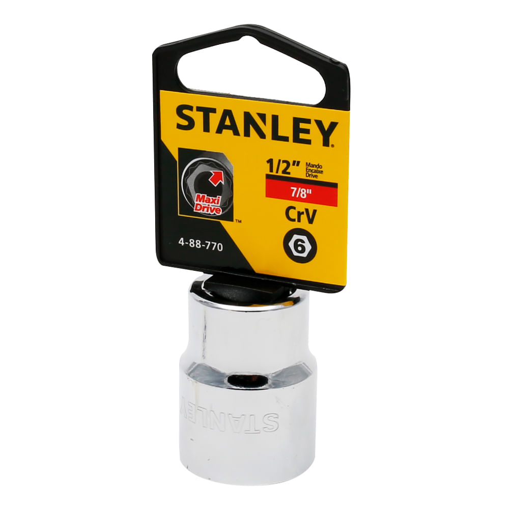 Socket stanley 1/2 corto 7/8 6pt. Cromo vanadio. X
