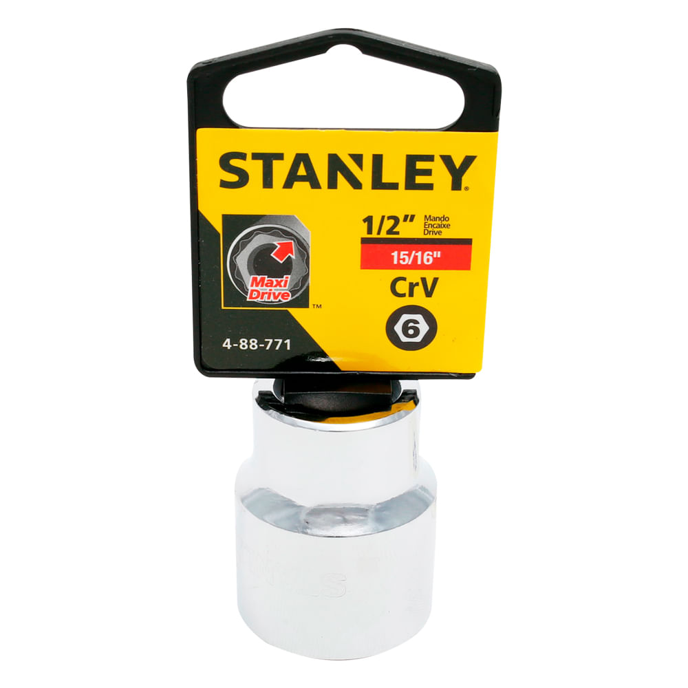 Socket stanley 1/2 corto 15/16 6pt. Cromo vanadio. X