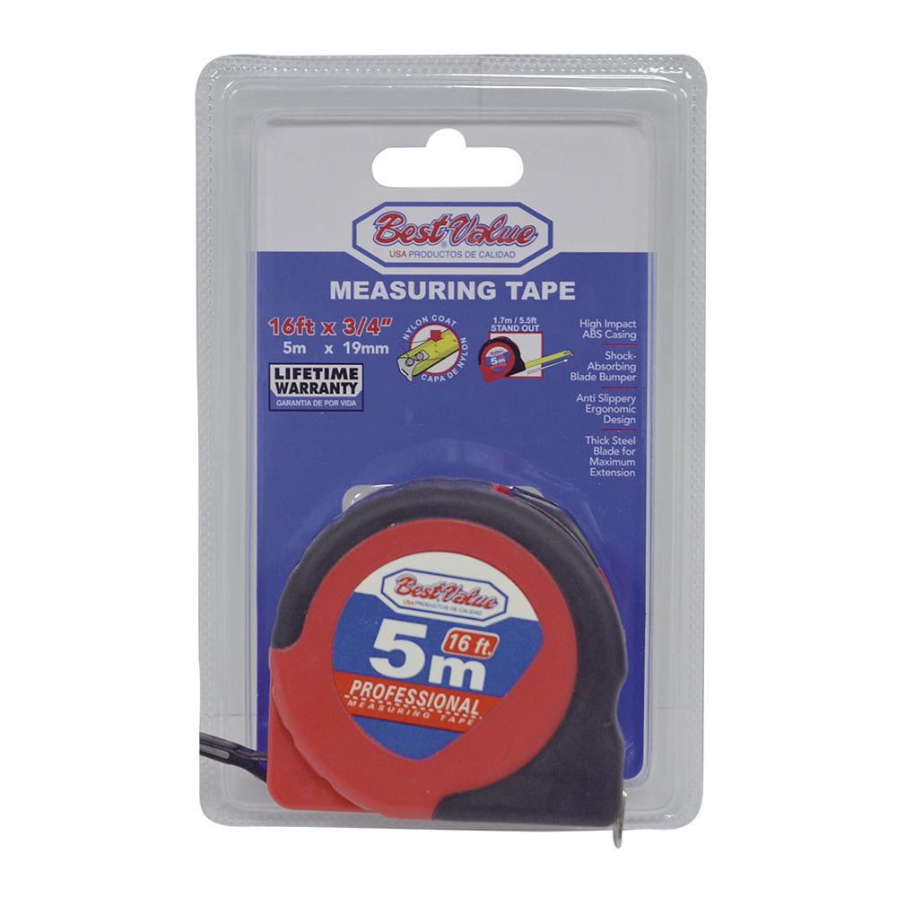 Cinta metrica 5 mts ergo. Rojo/negro. 5mts