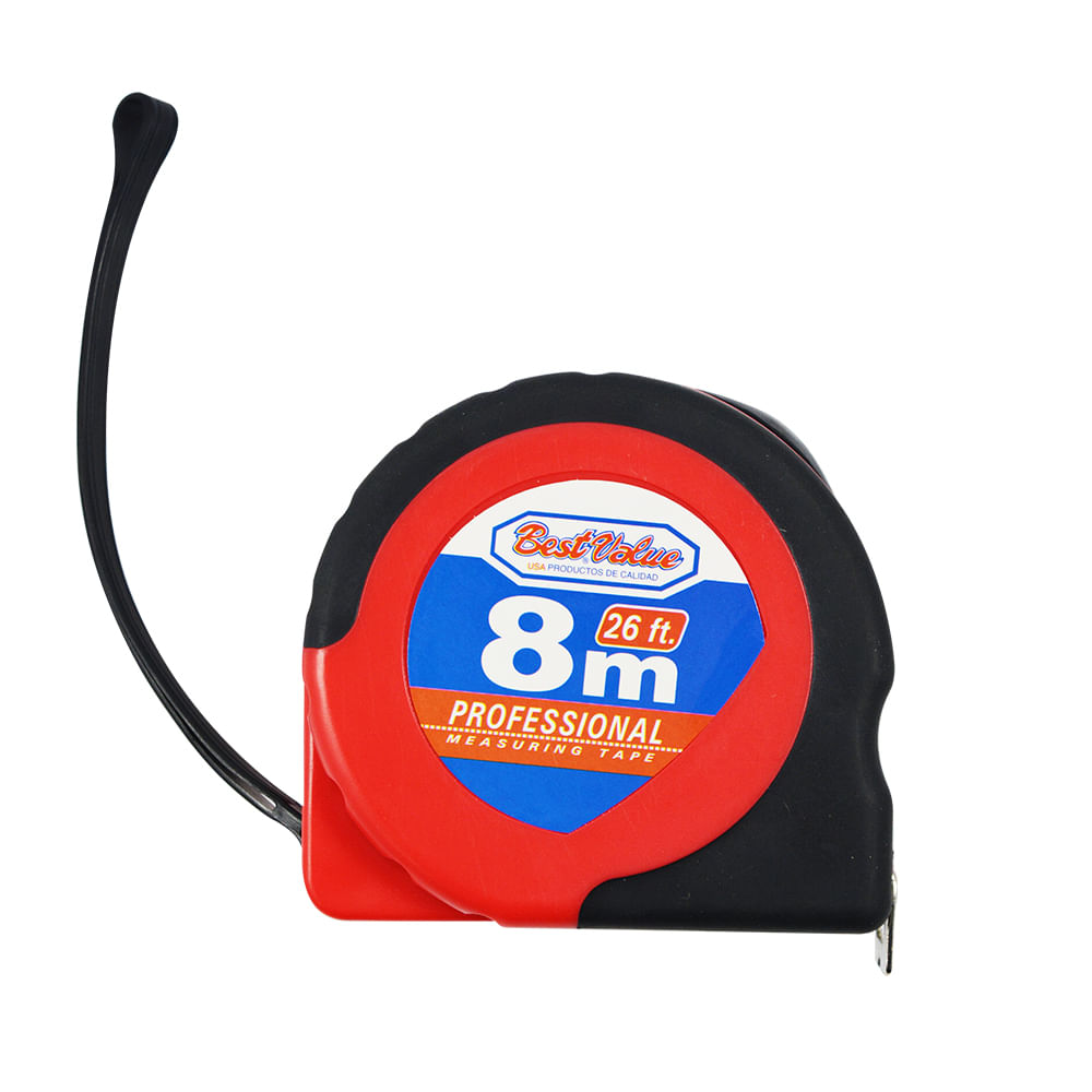 Cinta metrica 8 mts ergo. Rojo/negro. 8mts