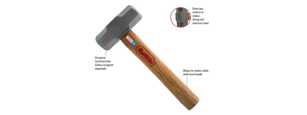 Mazo de 6 lbs. Cabeza pulida. Lbs (2730gr)