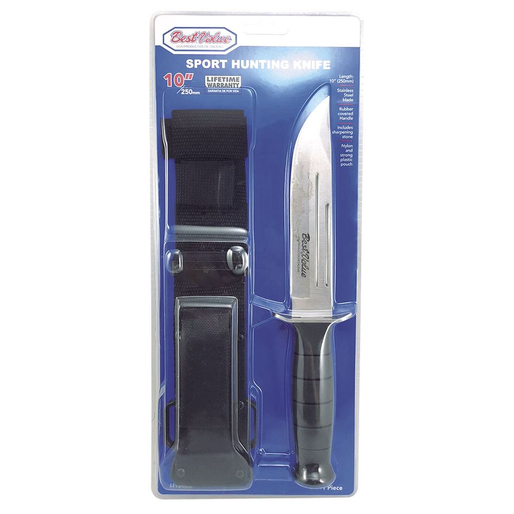 Puñal de caza deportiva con estuche. Negro. 10(250mm)