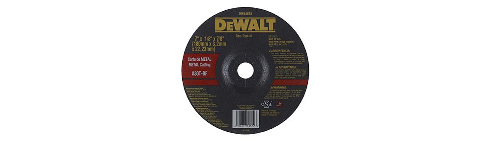 Disco corte metal dewalt 7x1/8 dw44605. Gano oxido de aluminio. 7 x 1/8