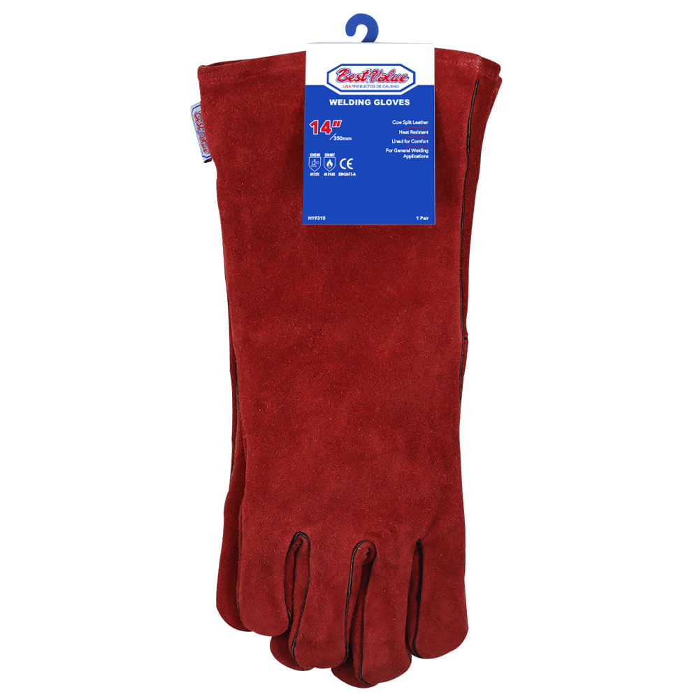 Guante soldador 14 industrial. Rojo. 14(350mm)