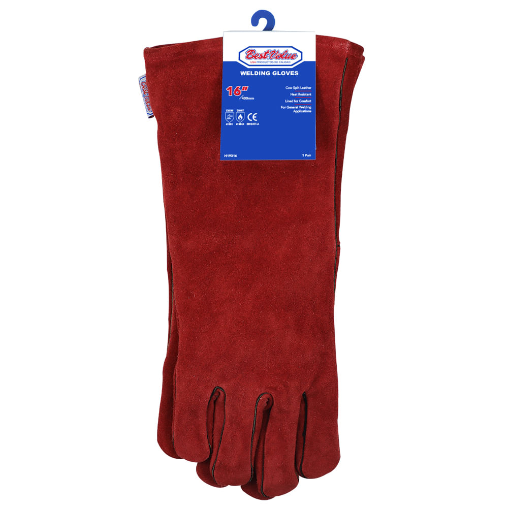 Guante soldador 16 industrial. Rojo. 16(400mm)