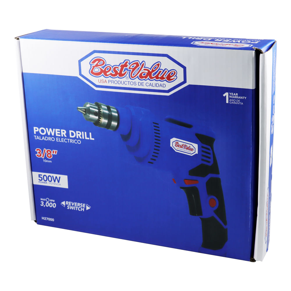 Taladro 3/8 500w 120v 60hz. Azul.